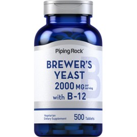 Piping Rock Brewer's Yeast Tablets 2000mg | 500 Pills | with B12 | Vegetarian, Non-GMO Supplement