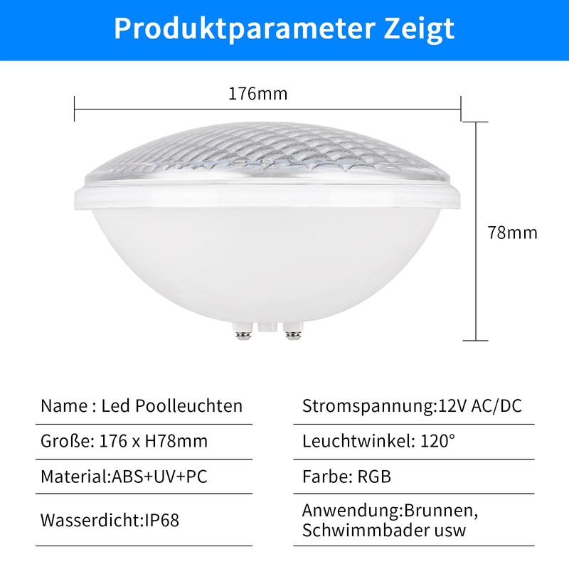 COOLWEST LED Pool Lighting, 54 W RGB Pool Lighting Underwater