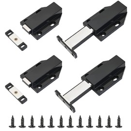 KOVOSCH 4 Pack Push to Open Door Latch, Magnetic Push Latches, Touch Latch Hardware for Cabinet Drawer, Wardrobe Door, Black
