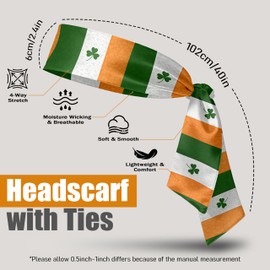 Irish Flag Tie Headbands for Men Women, Moisture Wicking Sweatband Breathable Sports Headwrap, Non-Slip Stretchy Adjustable Fitness Hair Band for Running Basketball Yoga Football Cycling