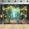 Enchanted Forest Backdrop, Fairy Tale Green Jungle Party Decorations Photography