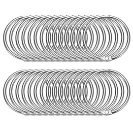 sourcing map 28pcs Shower Curtain Rings, 1.5 Inch ID Metal Round Snap Shower Curtain Hooks Glide Smoothly Shower Hooks for Bathroom Shower Curtain Rods, Silver