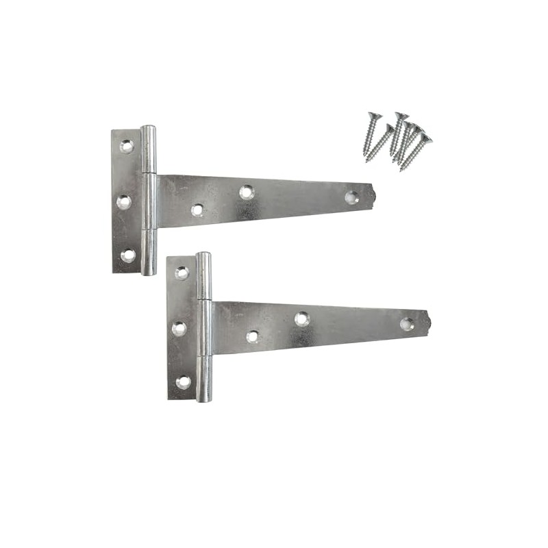 Keypak 2 Pack 150mm (6") T-Hinges Zinc Plated, Weather-Resistant Metal