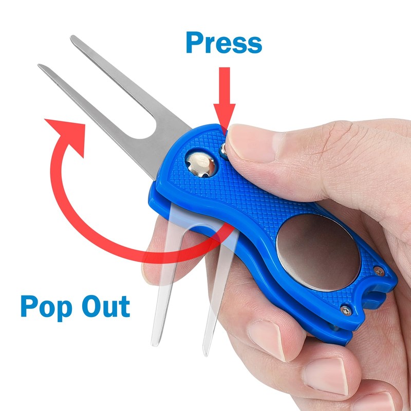 Oumida Metal Foldable Golf Divot Repair Tool with Pop-up Button,