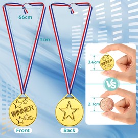 GeeRic 30Pcs Gold Winners Medal with Neck Ribbons, Game Medals Prizes Star Gold Prizes for Sports, Competitions, Party, Olympic Style