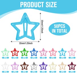 Star Hair Clips, 50 Pcs Hollow Star Snap Hair Clips Cute Stars Hairclip Small Colourful Hairclips Colorful Y2k Hair Accessories for Girls Women, Cute and Durable Design for Daily Use