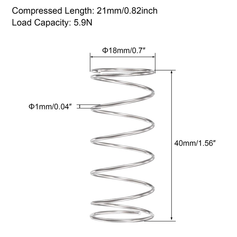 sourcing map Compression Spring, 304 Stainless Steel Compression Springs, Silver