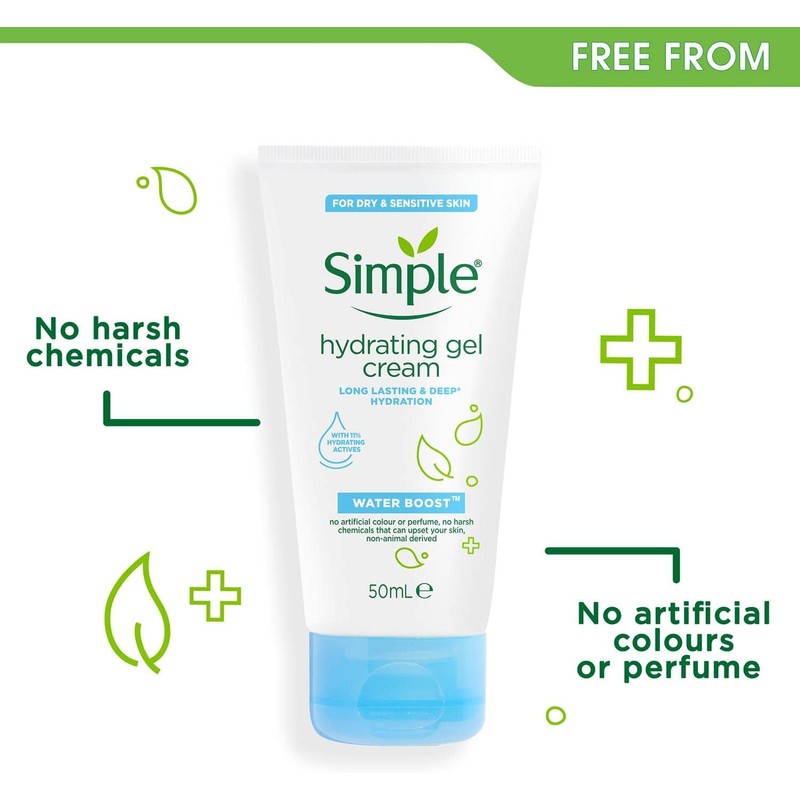 Simple Water Boost Hydrating Gel Cream, Face Moisturizer, 1.7 oz
