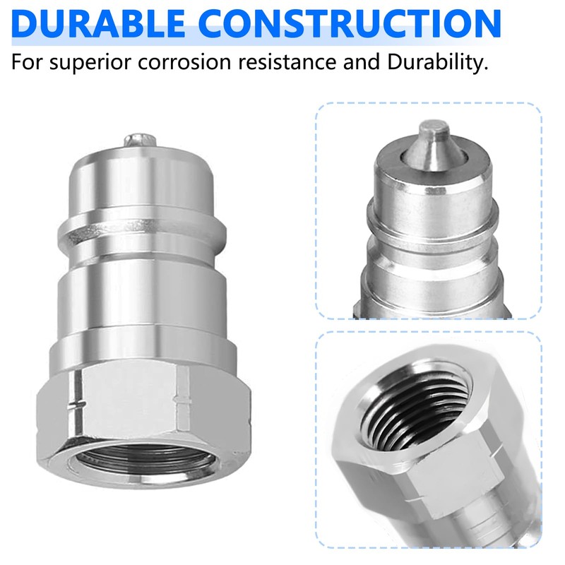 Cplbrb 3/8'' Ag Hydraulic Quick Connect Coupler Set,Heavy-Duty Carbon Steel