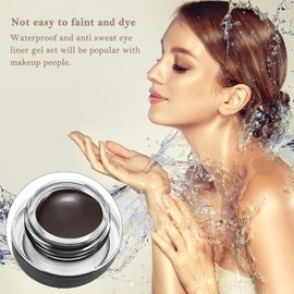 2Pcs Waterproof Eyebrow & Eyeliner Gel - 2 Colors, Long-Lasting Formula - Includes Eyeliner & Brow Brushes - Perfect Eye Makeup Set