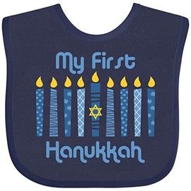 inktastic 1st Hanukkah Candles Baby Bib Navy Blue 27db6
