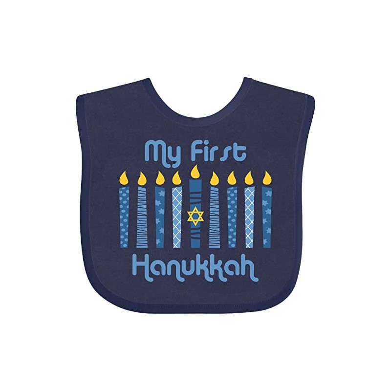 inktastic 1st Hanukkah Candles Baby Bib Navy Blue 27db6