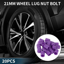 TUCKBOLD Wheel Lug Nut Bolt Cylindrical Shape Exterior Rims Tire Nut Screws Dust Cap Cover Nut Protection Purple 20pcs 21mm PVC