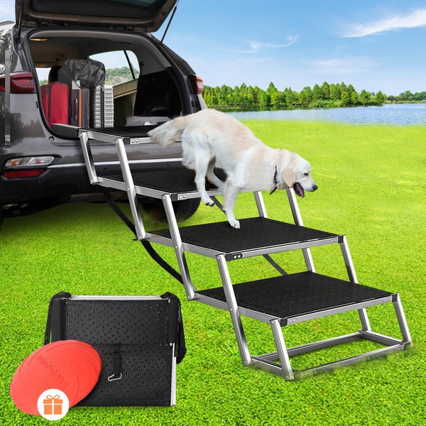 Dog Car Ramp for Large Dogs, Aluminum Foldable Dog Steps