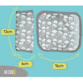 HECKBO 2X Baby Belt Protector with Heart Motif - Safety Belt Shoulder Pads Shoulder Cushion Belt Protector car Seats Belt Pads for Children, Boys, Boys (Sheep)