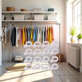 25Pcs White Plastic Windproof Hanger Hooks, Clothes Hanging Clips, Laundry Closet Rod Organization Tool for Suit and Garment Hangers
