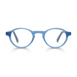 eyebobs - Board Stiff | Premium Reading Glasses for Men and Women | Round Frame for Narrow Faces, Sky Blue, 1.00