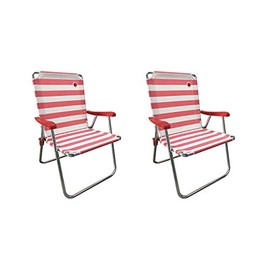 OmniCore Designs New Standard Folding Camp/Lawn Chair (2 Pack) - Red/White