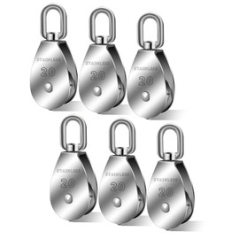 Lissey Pulley Swivel Stainless Steel Rope Pulley Wire Pulley Indoor Outdoor Cargo Transport Climbing Construction Construction (M20-6 Pack)