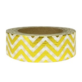 Wrapables Colorful Washi Masking Tape, Metallic Gold Chevron