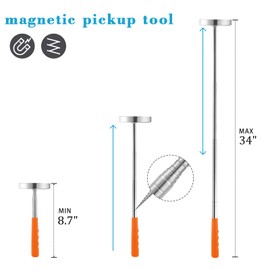 Rechabite 2 Pack Telescoping Magnetic Sweeper Pickup Tool, Screws Parts Finder with 35LB Pull Capacity, Retractable 8.6" to 33" with Strong Magnet, Pick up Screws, Metal Parts, Orange