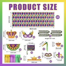 Saypacck 24 Pcs Mardi Gras Wagon Parade Float Decoration Kits Utility Folding Wagon Cart Carnival Decor Gold Green Purple Foil Fan Flag for Mardi Gras Wagon Decoration Masquerade Party Supplies