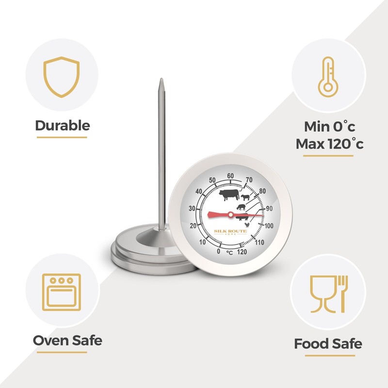 Silk Route Home Meat Thermometer Multi-Purpose Perfectly Cooked Meat Stainless
