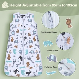 Lictin Baby Sleeping Bag 0.5 Tog-100% Cotton 2 PCS Baby Wearable Blanket Sleeping Sack with Adjustable Length 65-85cm for 3 to 18 Months Infant