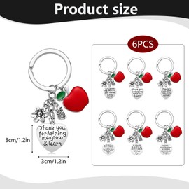 CWPFVQA 6 Pieces Thank You Teacher Keychains, Metal Keychains, Apple Pendant Keychains, Creative Keychains, Backpack Pendants, Gifts For Teachers, red, M