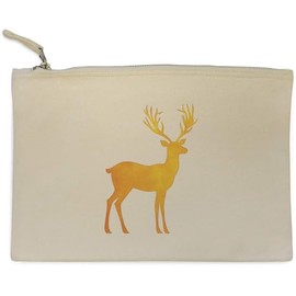 'Yellow Reindeer Stag Silhouette' Canvas Clutch Bag/Accessory Case (CL00042903)