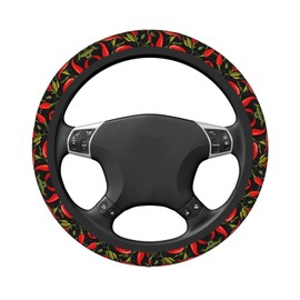 Chili-Peppers Steering Wheel Covers,Anti Slip Sweat Absorption Elasticity Car Accessories Steering Wheel Protector Universal 15 Inch for SUV Sedan Vans Trucks
