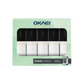 Okaei Sewing Thread Set Black White 2 Colours Polyester Sewing Thread Sewing Machine Yarn Overlock Yarn Sewing Kit Sewing Box Sewing Thread Embroidery Thread Set 100 Metres