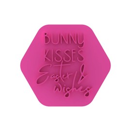 LissieLou Bunny Kisses and Easter Wishes Cookie Stamp Happy Easter Icing Fondant Embosser - Light Pink