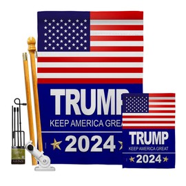 Trump 2020 Garden House Flags Kit Patriotic President Democrat Republican Tea Party United State American Election Small Decorative Gift Yard Banner Double-Sided Made In USA 28 X 40