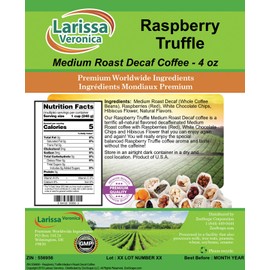 Raspberry Truffle Medium Roast Decaf Coffee (Gourmet, Naturally Flavored, Whole Coffee Beans) (4 oz, ZIN: 556956) - 2 Pack