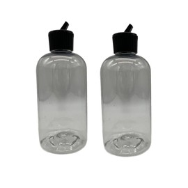 Natural Farms 8 oz Clear Boston BPA FREE Bottles - 2 Pack Empty Refillable Containers - Essential Oils - Aromatherapy | Black Spout Cap - Made in the USA
