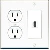 RiteAV [ 2 Gang ] 15 Amp Duplex Round Power Outlet HDMI Keystone Coupler Wall Plate lot