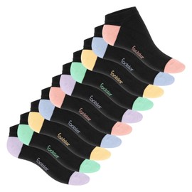 Footstar Men's and Women's Trainer Socks (10 Pairs) with Contrasting Heel and Toe, Pastel mix.