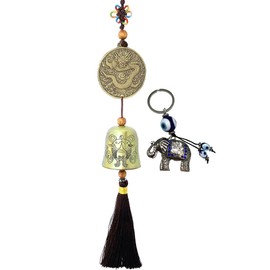 Traditional Lucky Feng Shui Wind Chime Bell Hanging Ornament Decoration for Protection Success Peace and Wealth (Chinese Dragon)