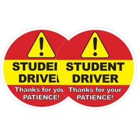 Student Driver Window Clings (2 Pack) - 6" Round - Sign for Car Window, Student Driver Signs for Car, Removable Decals, New Driver Sticker, Please be Patient Student Driver Sticker by Safety Magnets