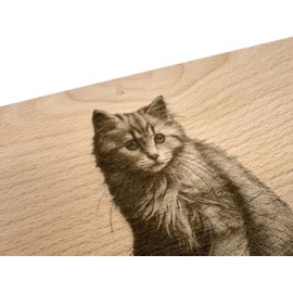 Breakfast Board with Cat Motif Real Beech Wood 22 x 12 x 1 cm