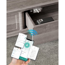 BAWOSS Smart Bluetooth Cabinet Locks Hidden,Safety RFID Kid Keyless Drawer Locks for Adults Children Proof,TTlock APP Compatible with Alexa & Google Home Smart Lock Cupboard,No Drilling,NFC,Card,Key