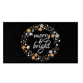 Calloway Mills AZ106341729 Twinkle Star Holiday Doormat, 17" x 29", Black/Silver/Gold