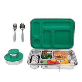 ZandH Global Stainless Steel Bento Lunch Box, 5 Compartments, 2 Bowls with Lids, Leak Resistant, Dishwasher Safe.