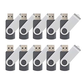 Wholesale 10 Pack 1MB-32GB Bulk Pack USB Flash Drives Swivel Thumb Drive Memory Stick, Black (512MB)