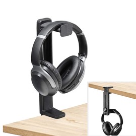 NEETTO NEETTO HS906 Headphone Stand & Hanger 2 in 1, Above & Under Desk Gaming Headset Holder Mount Hook with Height Adjustable & Rotating Clamp, Earphone Rack with Cable Clip