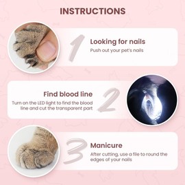 Atelierate 2PCS LED Pet Nail Clippers Cat Nail Trimmer Cat Nail Clippers for Indoor Cats Bunny Kitty Dog Nail Clippers