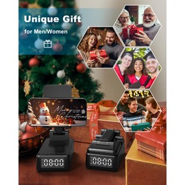 Bluetooth Lautsprecher mit Faltbarer Handyhalterung, 6-in-1 Tragbarer Musikbox, Handy Ständer mit Wecker Digital Uhr Wireless Charger, Geburtstagsgeschenk für Männer Geschenke für Frauen Papa Mama usw