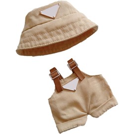 Clothes for Doll(NO Doll) - Hat & Overalls Set , Premium Outfit with Accessories, Stylish Clothes for Doll (Style Brown)