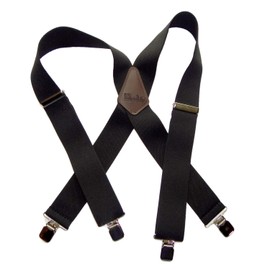 Holdup Contractor Series Graphite Black XLS 2" wide X-back Work Suspenders for Men with USANo-slip Clips